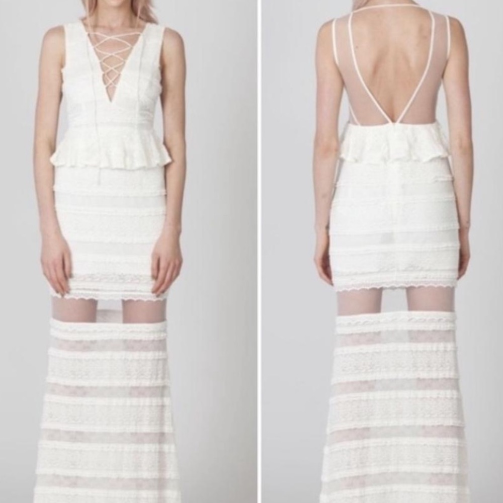 Foxiedox White maxi ruffle dress